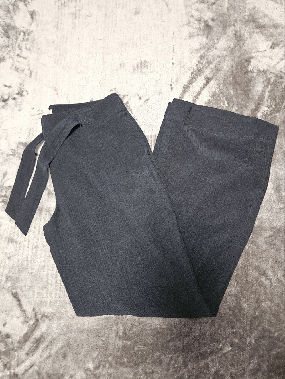 Tommy Bahama Crinkle Silk Black High Rise Wide Leg Pants Office Workwear 8 Chic